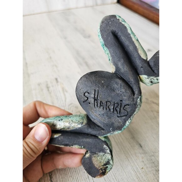 S Harris toad frog funny unique ceramic artist signed décor - Picture 7 of 7